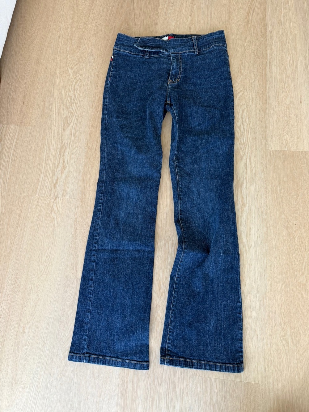 Tommy Hilfiger vintage Y2K 2001 dark wash, flare leg, low rise jeans